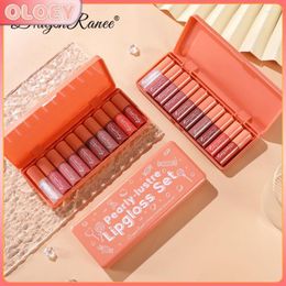 Lip Gloss Waterproof Lipstick Delicate Texture Rapid Film-forming Non Stick Cup Make Up Cosmetic Whitening Glaze Lips Set