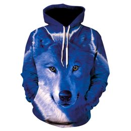 Fashion Trend Brand Men's Wolf Digital Print Casual Large Size S-6XL Hoodie 006