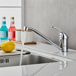 Kitchen Faucets Long Mouth Faucet Single Hole Chrome Finished Sink And Cold 360 Degree Swivel HY-1160