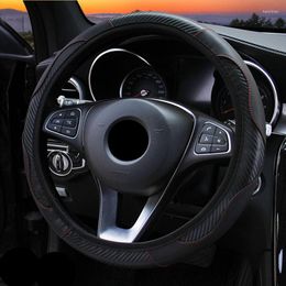 Steering Wheel Covers Universal Car Cover Anti Slip PU Leather Carbon Fiber Suitable Auto Decoration 37-38cm
