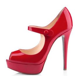 Dress Shoes SHOFOO Beautiful Fashionwomen's Lacquer Leather 12.5 Cm High-heeled Women's Round To E Pumps. SIZE:34-45