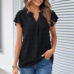 Women's Blouses Casual Top 3D Cutting Quick Drying Dressing Up Pure Colour Chiffon Pullover T-shirt Shirt Streetwear