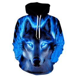 Fashion Trend Brand Men's Wolf Digital Print Casual Large Size S-6XL Hoodie 004