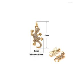 Charms Cute Micro-Pave Gecko Pendant Necklace Animal Charm Amulet Lizard Statement Jewellery Lady Gift DIY Making Disc