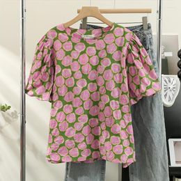 Women's Blouses Korejepo French Sweet Flower Top Bubble Short Sleeve Chic Shirt Women's 2023 Summer Relaxed Age Reducing Baby Shirts