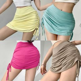 Skirts WOMENGAGA Spicy Girls Sexy Wrapped Hip Drawstring Pleated Skirt Slim Fit Raised Hips High Waist Half Body Pants XX4P