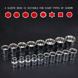 Contactdozen 19pcs 3/8" 624mm Socket Set CRV 3/8 Sockets Tool 12 Tooth Wrench Head Universal Hexagon Spanner Allen Head Auto Repair Tools