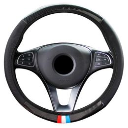 Steering Wheel Covers 15Inch Car Cover Crystal Carbon Fibre Style Fashion Non-slip Durable Easy To Instal Interior AccessoriesSteering