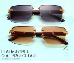 Half frame glasses square diamond cut edge sunglasses marbled wood grain mirror leg cross-border sunscreen sunglasses wholesale