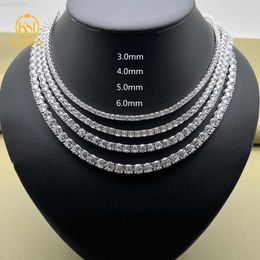 Mens Women 925 Silver Zircon Tennis Chains 3mm 4mm 5mm 6mm Necklace Bracelet