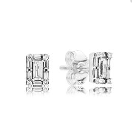 Sparkling Square Stud Earrings for Pandora 925 Sterling Silver Party Jewelry designer Earring Set For Women Sisters Gift Crystal diamond earring with Original Box