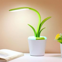 Table Lamps Potted Shape LED Desk Lamp Eye Protection Student Study Reading Light Children's Bedroom Night For Creativity Gift THB5418
