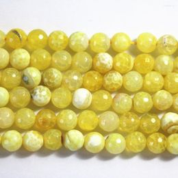 Beads Natural Stone Yellow Carnelian Onyx Agat 6mm 8mm 10mm Faceted Round High Quality Diy Chain Jewelry Necklace Loose 15'' A20
