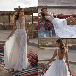 Asaf Dadush Sexy Beach Wedding Dresses 2020 Deep V Neck Lace Backless Boho Wedding Dress Bridal Gowns Custom Made3067