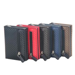 Card Holders Anti-theft ID Holder Porte Carte Thin Aluminium Metal Wallets Pocket Case Bank Box With Magnetic Button