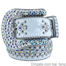 2022 Designer Bb Belt Simon Belts for Men Women Shiny diamond belt Black on Black Blue white multicolour with bling rhinestones as gift 3x