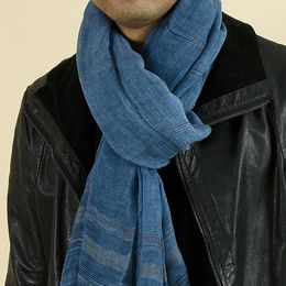 Fashion Face Masks Neck Gaiter European and American Bandana Scarf Cotton Linen Dyed Striped Scarf Tassel Long Shawl Men's Accessories 230512