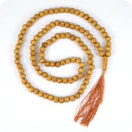 Pendant Necklaces 10mm Tassel Pine Wood MALA PRAYER BEADS 108 Buddhism Hinduism And Yoga Necklace Fashion Jewelry