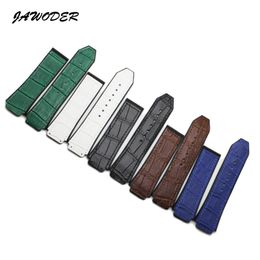 26mm x19mm Watch band Black Brown White Blue Green Leather Natural Rubber Silicone Watchband for Big Bang Watch Strap Without Buck2884