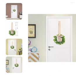 Decorative Flowers 2Pcs Fancy Door Wreaths Weather-resistant With Imitation Linen Lanyard Greenery Elegant Round Garlands