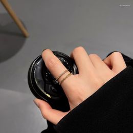 Cluster Rings Korean Trendy Opening Adjustable For Women Fashion Elegant Jewelry Female Delicate Bamboo Joint Index Finger Ring GiftCluster