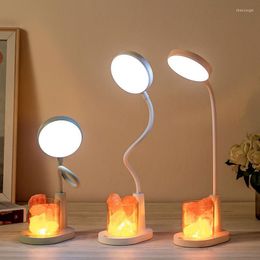 Table Lamps Salt Bedside Lamp For Bedroom Home Houses Decoration Wireless Flex USB Light Rechargeable LED RGB Children Nigh Lighting