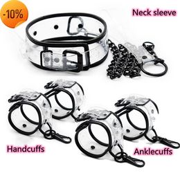 Massage Exotic Transparent Handcuffs Set with Neck Sleeve to Fetish Bdsm Bondage Games Accessories for Women Couples Flirt Sex Toys