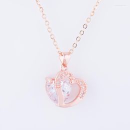 Pendant Necklaces Trendy Jewelry Bijoux Zircon Heart Charm Necklace Femme Handmade Copper Micro Pave Bead Women's Diy Collares Mujer