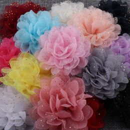 Decorative Flowers 10 Pcs 5.5cm Gauze Flower Handmade Diy Clothing Accessories Stereotyped Headdress Hair Simulation