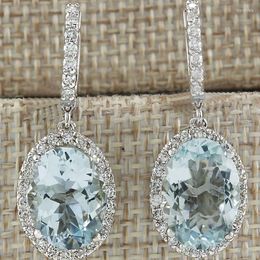 Dangle Earrings Fashion Oval Sky Blue Stone Drop For Women Crystal Cut Zircon Jewellery Boucles D'oreilles