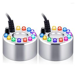 Garden Decorations 2 Pcs Mist Maker Fogger Water Pond Foggers Colourful Lamp Atomizer US Plug