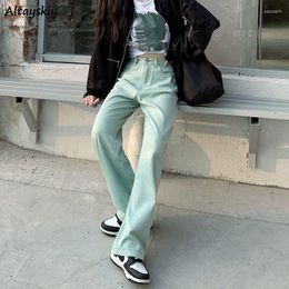 Women's Jeans Green Baggy Women Harajuku Casual Streewear Denim Vintage Trousers Ulzzang Retro Style College Hipster Full Length