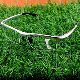 Sunglasses Al-mg Alloy Sporty Delicate Hinge Half-rim Silver Frame Cool Men Progressive Multifocal Limited Reading Glasses 0.75 To 4