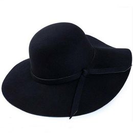 Wide Large Brim Wool Felt Cap Summer Beach Women GIrl Lady Travel Floppy Beach Sun Hat Foldable Black Red Camel1216x