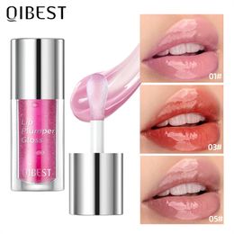 QIBEST Crystal Jelly Moisturizing Lip Oil Plumping Lip Gloss Makeup Sexy Plump Lip Glow Oil Tinted Lip Plumper Lip Care 6 Colors