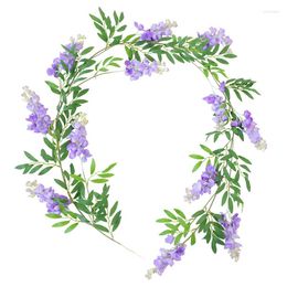 Decorative Flowers Artificial Wisteria Flower Silk Vine String Ceiling Plastic Plant Wedding Hall El Home Indoor And Outdoor Decoration