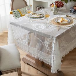 Table Cloth French Romantic Style Lace White Jacquard Wedding Decoration Els Party Tablecloth Luxury Tables