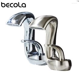 Bathroom Sink Faucets Becola Brushed Nickel Faucet Waterfall Basin Single Handle Washbasin Mixer Tapware Chrome