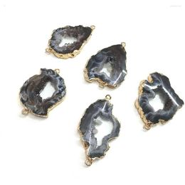 Charms Natural Stone Connector Black Agates Irregular For Jewelry Making DIY Necklace Bracelet Accessory