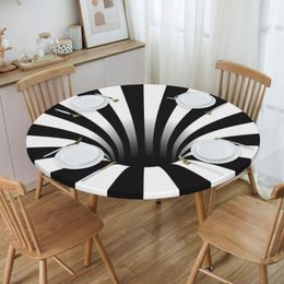 CoverMates Round Fitted Tablecloth - Abstract Oil-Proof Design 45"-50" Diameter - Elastic Edge Snug Fit - Black Hole Resistant
