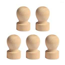 Storage Bottles 5 Pcs Wooden Handle Rubber Stamps Crafts Kids Tools Plants Decor Alphabet Round DIY Drawer Pulls Knobs Nail People Pegs