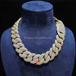 18/20mm Hip Hop Jewely S925 Silver Gold Plated Mens Cuban Link Chain Vvs Moissanite Iced Out Miami Cuban Necklace