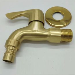 Bathroom Sink Faucets Solid Brass Brushed Gold Washing Mchine Tap Wall Mounted Copper Washer Faucet Mop Pool Single Cold