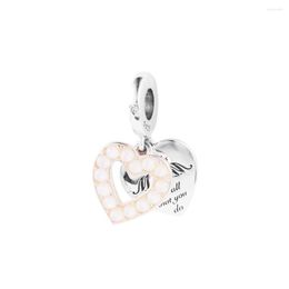 Loose Gemstones Make Up Pearlescent White Heart Mum Charm Beads DIY Jewelry Bracelet For Women Mother Kids Silver 925 Original