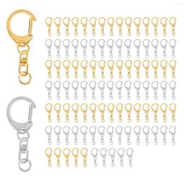 Jewellery Pouches 100 Piece D Hook Keychain Hardware With Jump Rings Metal Split Key Ring Clips Chain For Craft Charm Making DIY