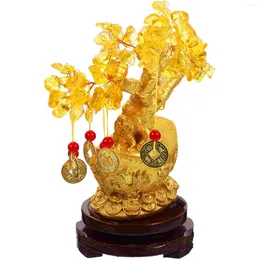 Decorative Flowers Citrine Macrocarpa Tree Money Chinese Fortune Crystal Chinoiserie Decor Style Decoration Home Ornament Bonsai