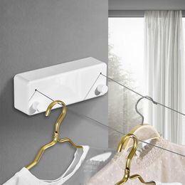 Organisation Double Row Clothesline Wall Mounted Retractable Clothes Dryer Steel Rope Wall Hanger Laundry Dryer Indoor Clothes Line WJ916