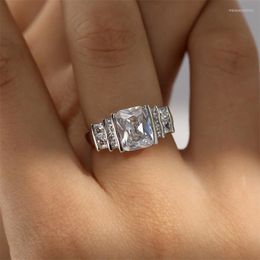Wedding Rings Cushion Cut Stone Female Square Ring Charm Silver Color Engagement Crystal White Zircon For Women Jewelry CZ