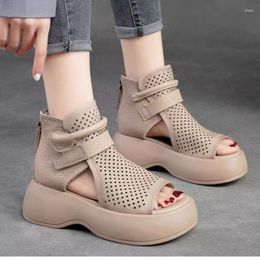 Sandals Women's Gladiator 2023 Fashion Zipper Non-slip Wedge Women Shoe Summer Casual Open-toed Brown Platform Roman