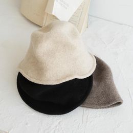 Berets 2023 Xiaoyan Fisherman's Hat Women's Autumn And Winter Versatile Woollen Cloth Bowl Korean Japanese Literature Art Wi